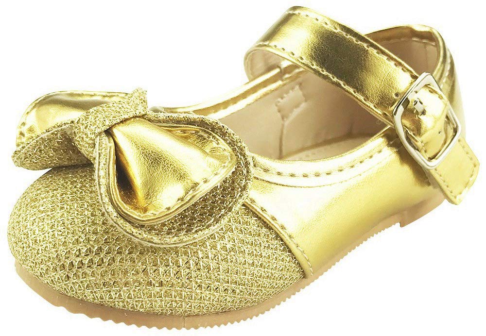 **The Doll Maker Gold Sparkle Mary Jane Shoes – Elegant & Comfortable Flats for Women, Girls – Perfect for Weddings, Parties & Everyday Wear**