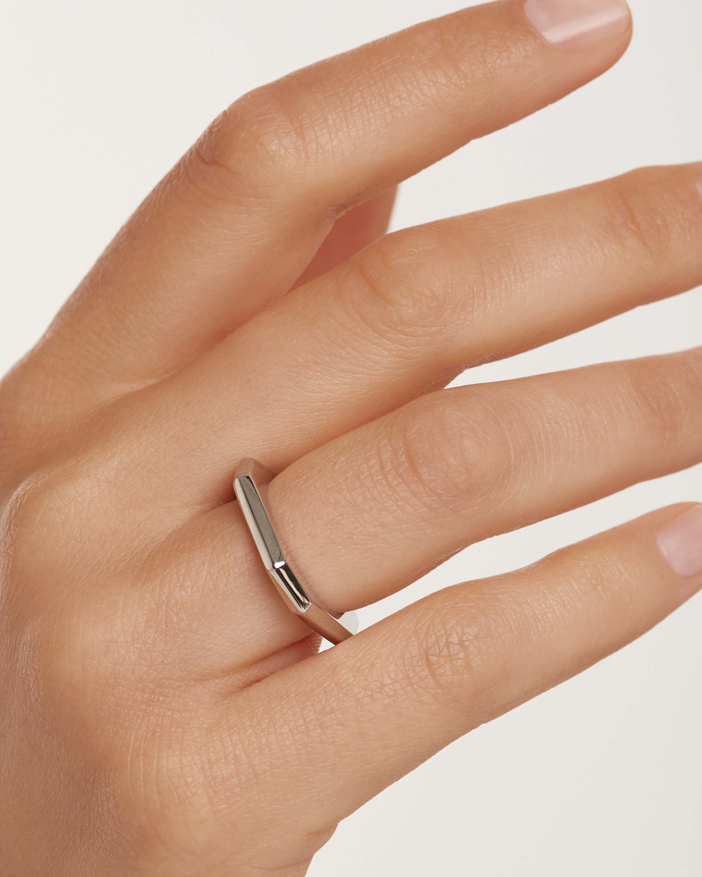 GRID 3 Signature Link Silver Ring for Women - Elegant Stackable Jewelry for Everyday Wear & Special Occasions