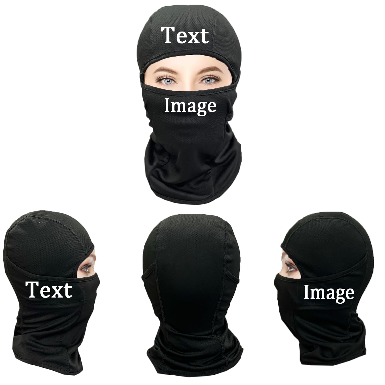 Custom Balaclava Face Mask for Men & Women - Personalized Ski Balaclava with Text/Image - Black & Blue Options - Kids Balaclava Hood - Perfect for Skiing, Snowboarding, Motorcycling & Outdoor Winter Activities