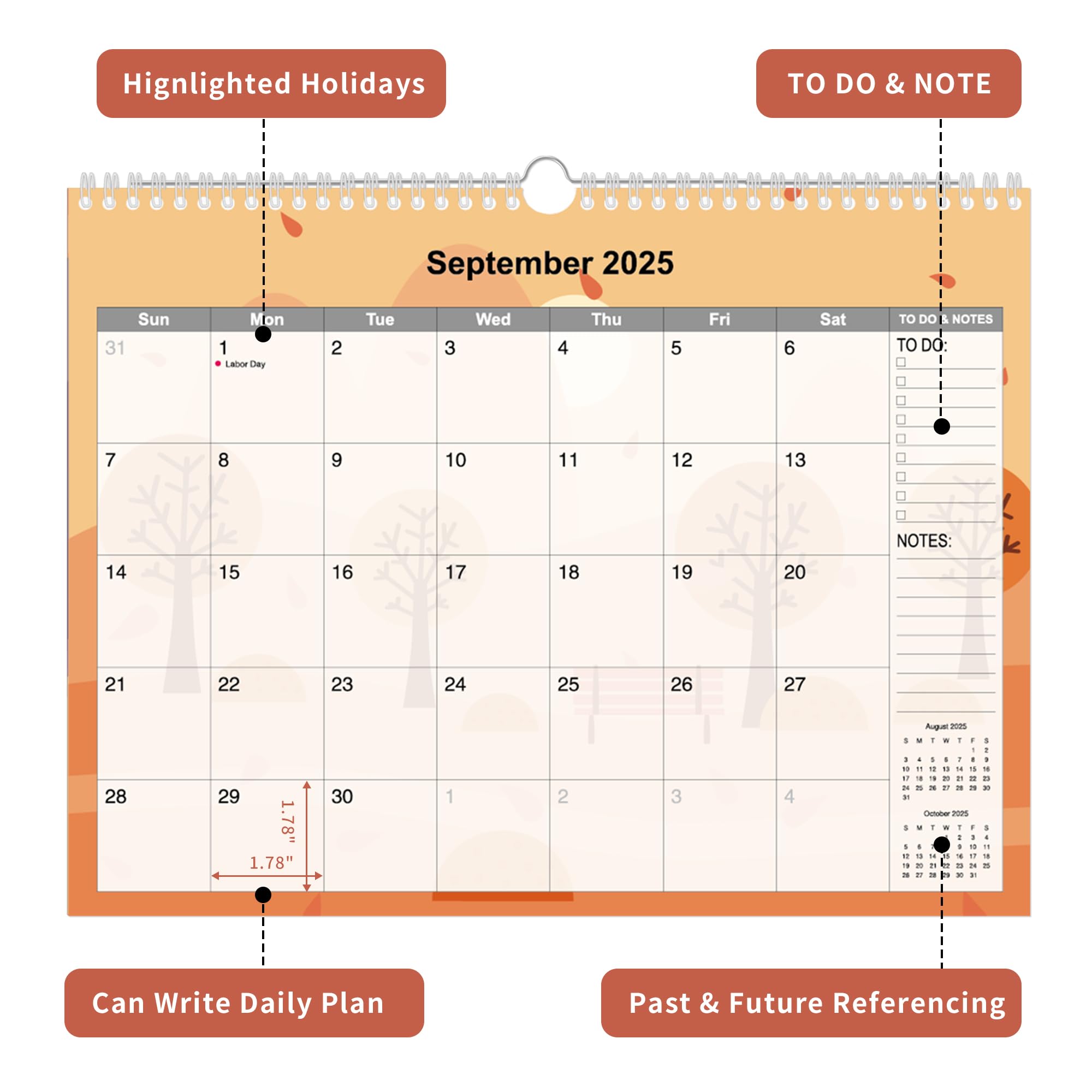 2025 Wall Calendar - 12 Months Large Planner (14.5