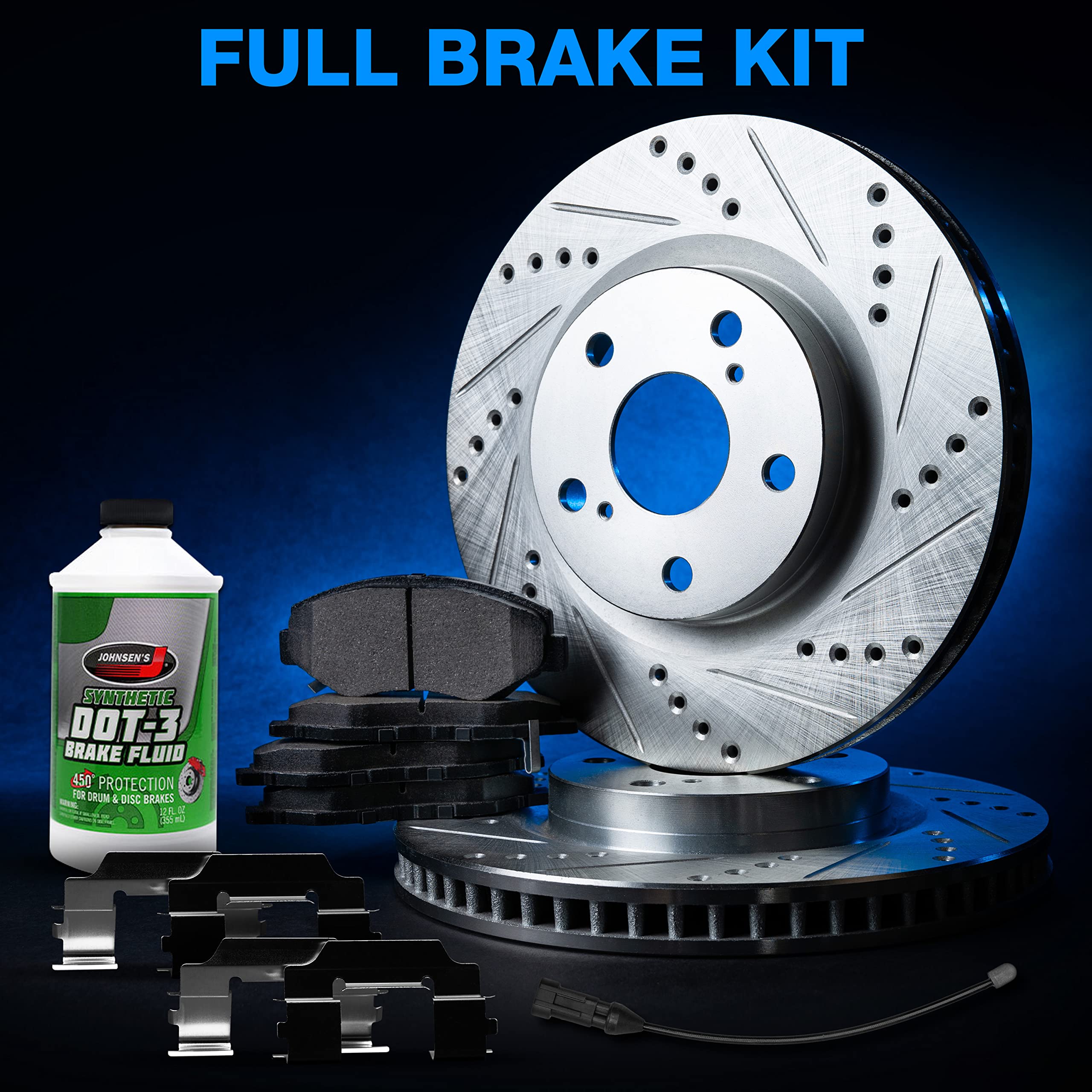 High-Performance Power Sport Front & Rear Brake Kit - Ceramic Brake Pads & Rotors with Hardware & Sensor Wire (BLCC.31004.52) | Perfect for Motorcycles, ATVs & Off-Road Vehicles