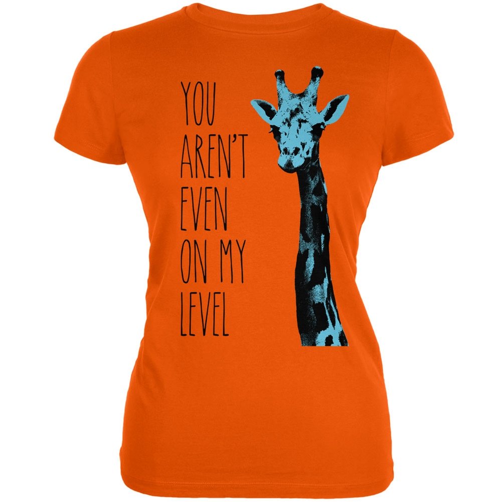 Animal World Giraffe On My Level Pop Art Orange Juniors Soft T-Shirt - Trendy Graphic Tee for Women & Teens - Perfect for Casual Wear, Street Style & Gifts