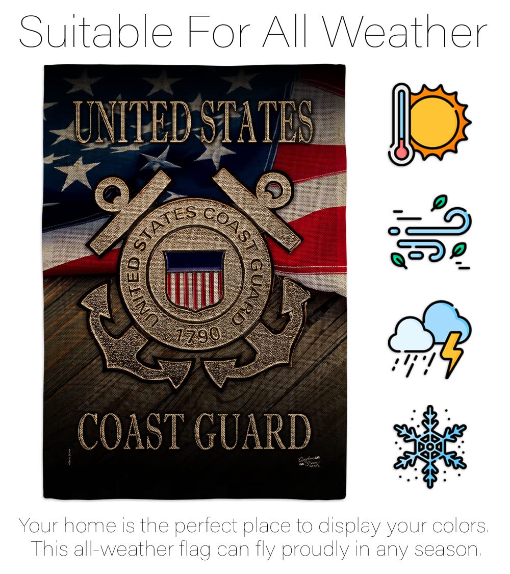 US Coast Guard Garden Flag with Stand - Double-Sided 13x18.5 for Yard Decor