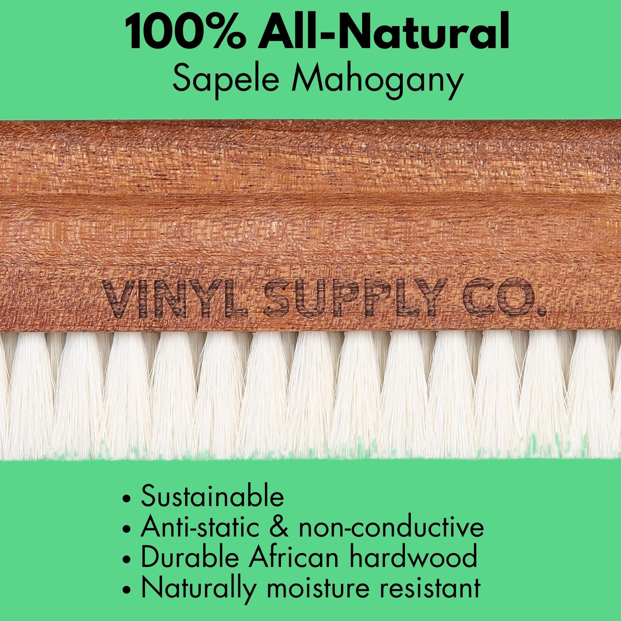 Natural Goat Hair Vinyl Record Brush - Wood Care Kit for Vinyl Cleaning