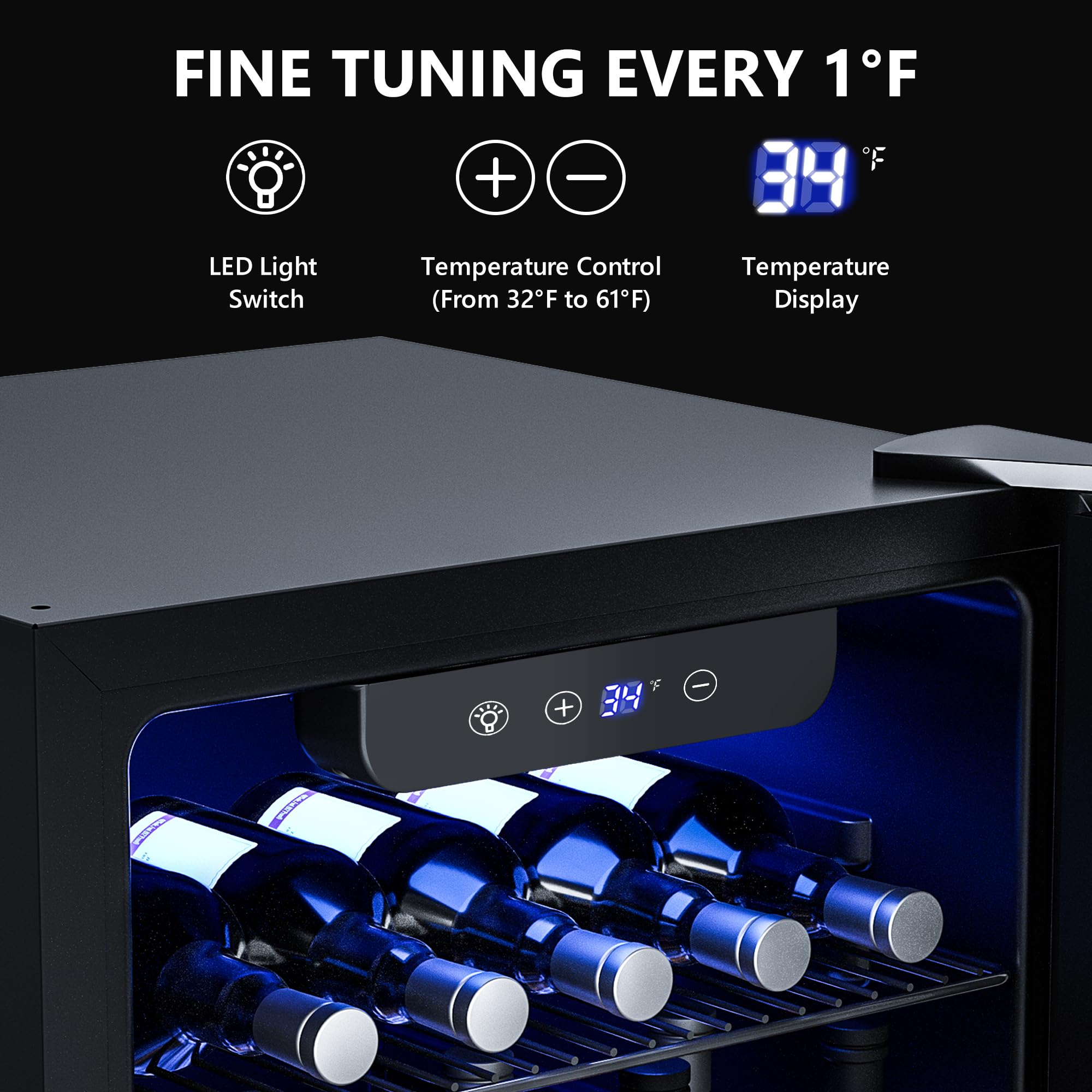 126 Can Mini Beverage Refrigerator Cooler with Glass Door - Adjustable Shelves for Soda, Beer, Wine - Perfect for Home, Office, Bar, and Outdoor Entertaining, Black