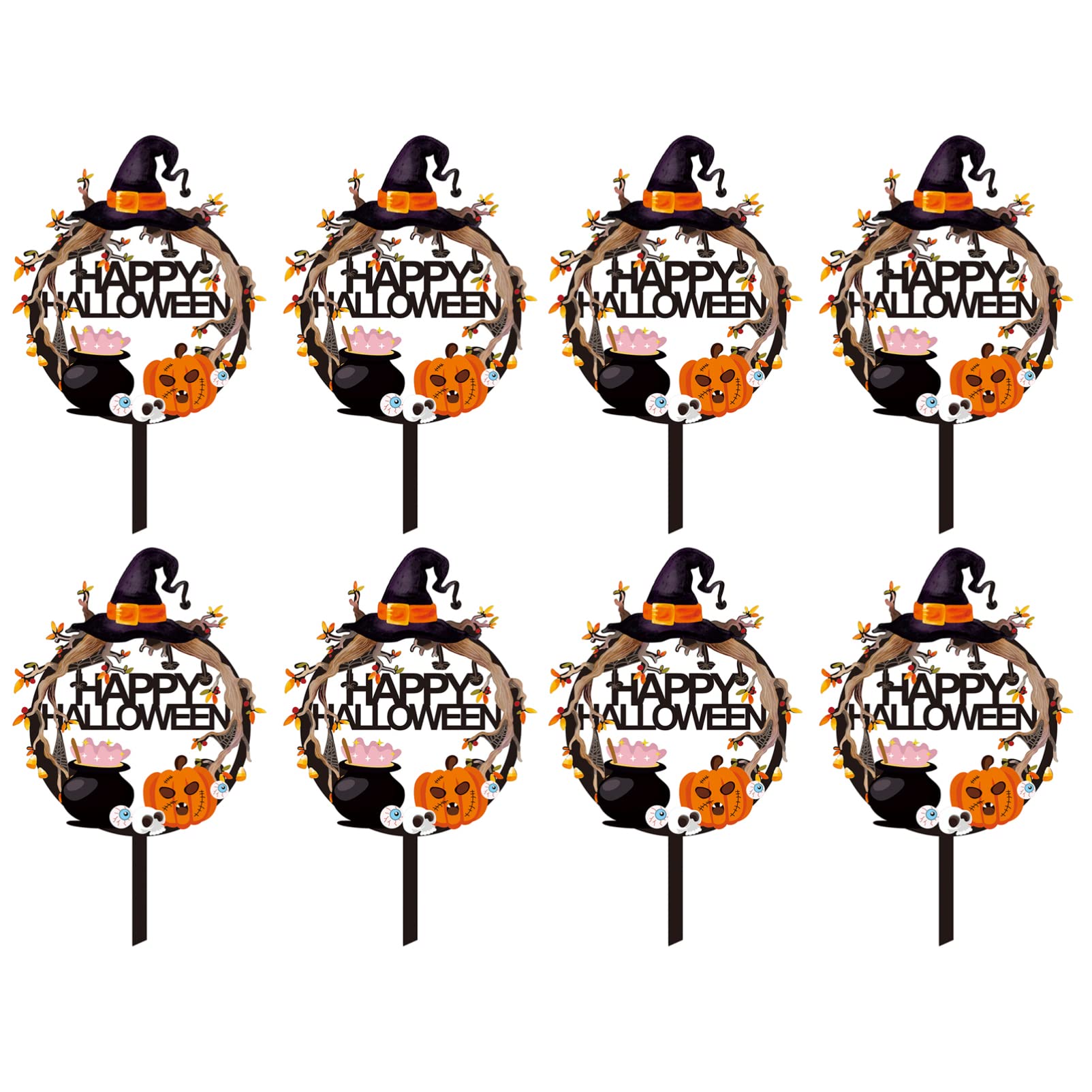 8Pcs Halloween Cupcake Toppers - Witch Theme Cake Decorations for Halloween Party Supplies | Fall Decor, DIY Baking & Spooky Dessert Toppers for Halloween Theme Parties, Trick or Treat Events & Home Decor