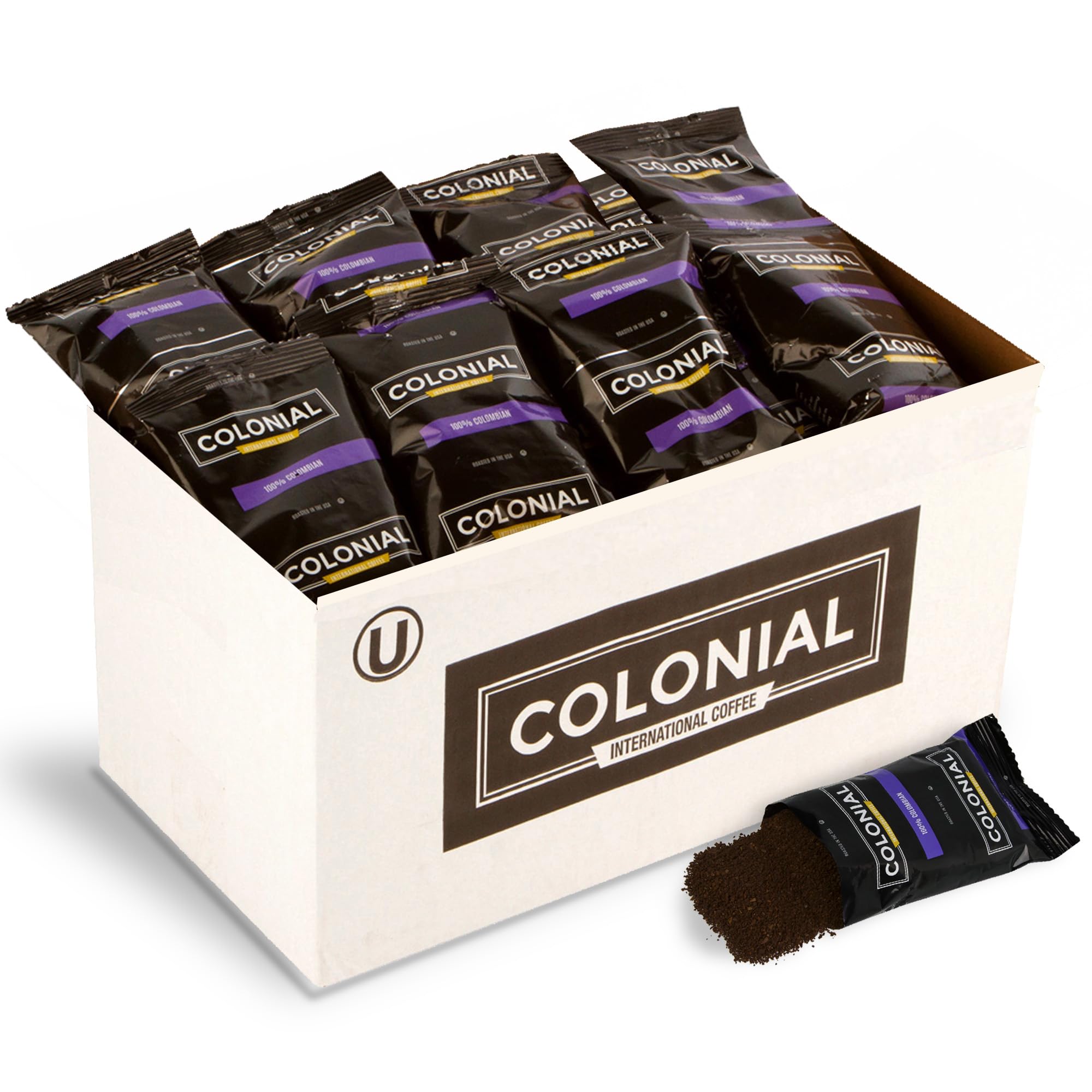 Premium Colombian Medium Roast Pre-Ground Coffee Packets (2.5 oz, 100-Count) - Bulk Coffee Bags for Drip Brewers - Perfect for Office, Home & Camping Use