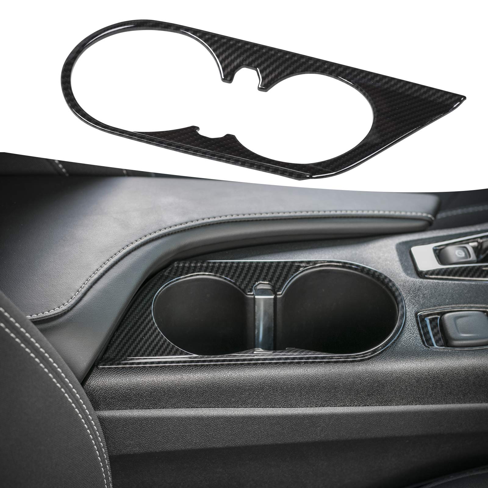 Carbon Fiber Black ABS Interior Kit for Chevy Camaro 2017-2023 - 4Pcs Gear Panel Cover, Cup Holder & Cigarette Lighter Decoration - Stylish Upgrade for Car Enthusiasts & Daily Driving Comfort