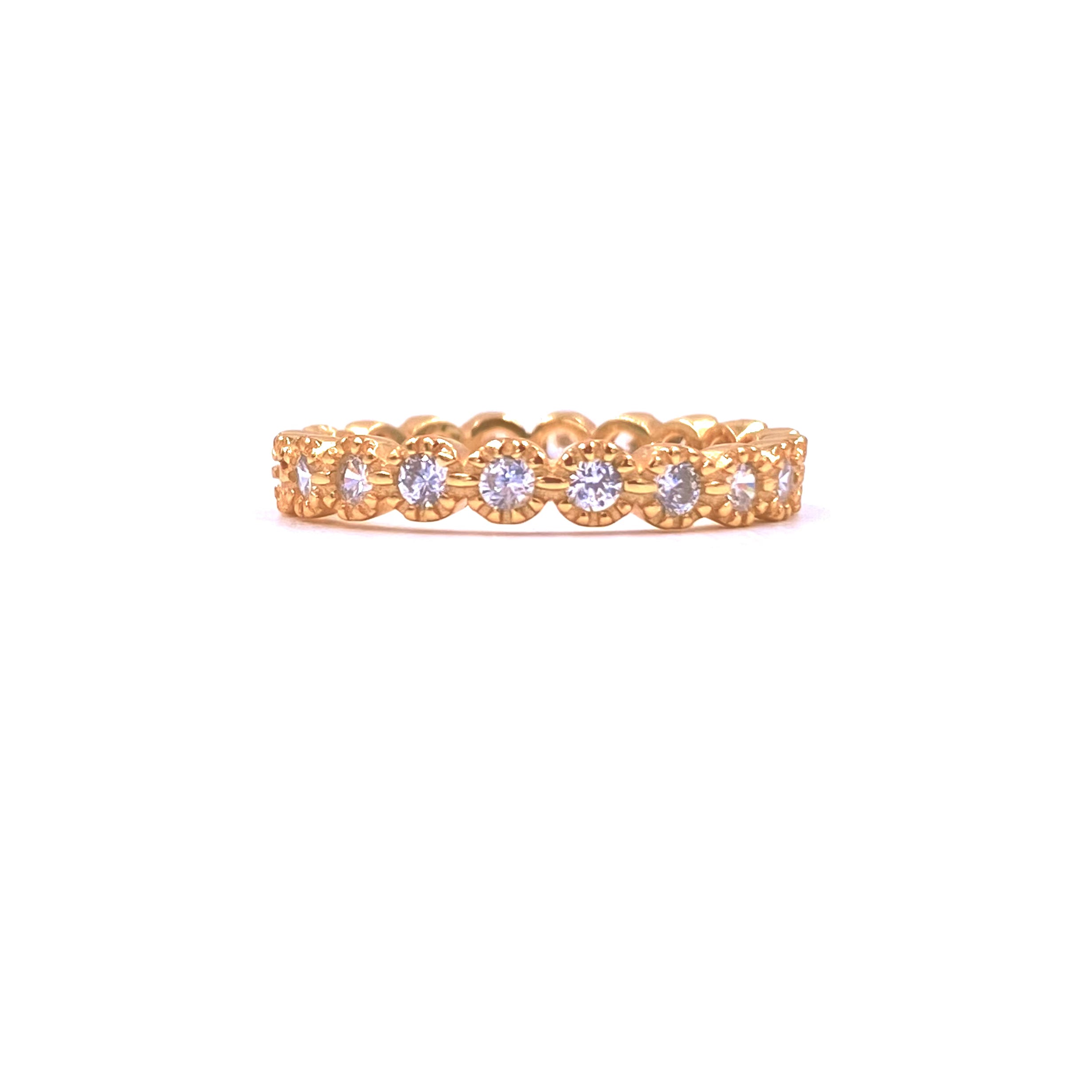 Ashley Gold Sterling Silver Gold Plated Eternity CZ Bezel Set Band Ring for Women - Perfect for Anniversary, Wedding, Engagement & Everyday Elegance