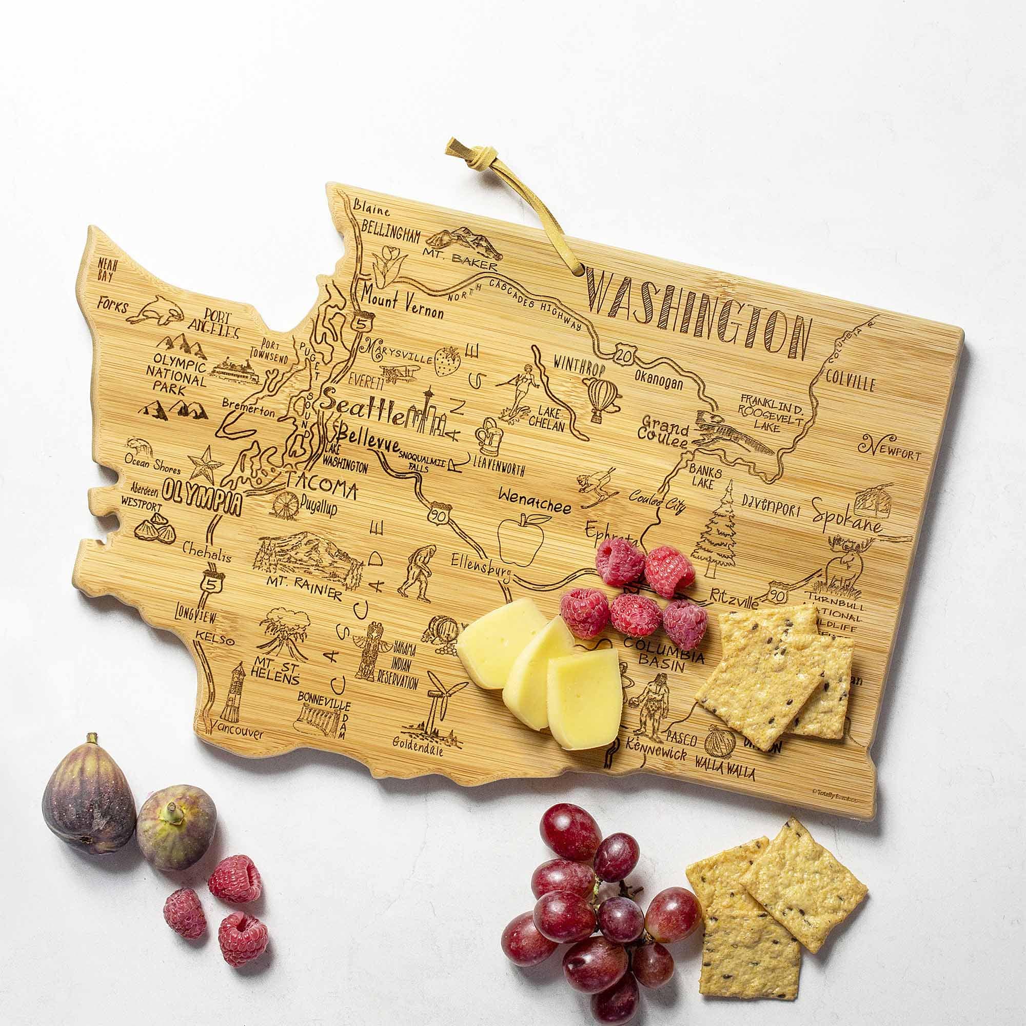Washington State Themed Wood Cutting Board - 15.5 x 10 Inches - Durable Kitchen Chopping Board for Fruits, Vegetables & Meats - Perfect Gift for Home Chefs & Washington Lovers
