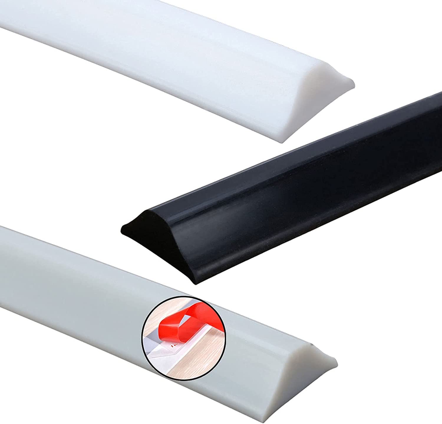 WANGZHENG Silicone Water Strip - Foldable Shower Threshold Dam & Bathroom Seal for Wet/Dry Separation (300cm/118in, White) | Waterproof Shower Barrier for Sliding Doors, Bathtubs & Tile Floors
