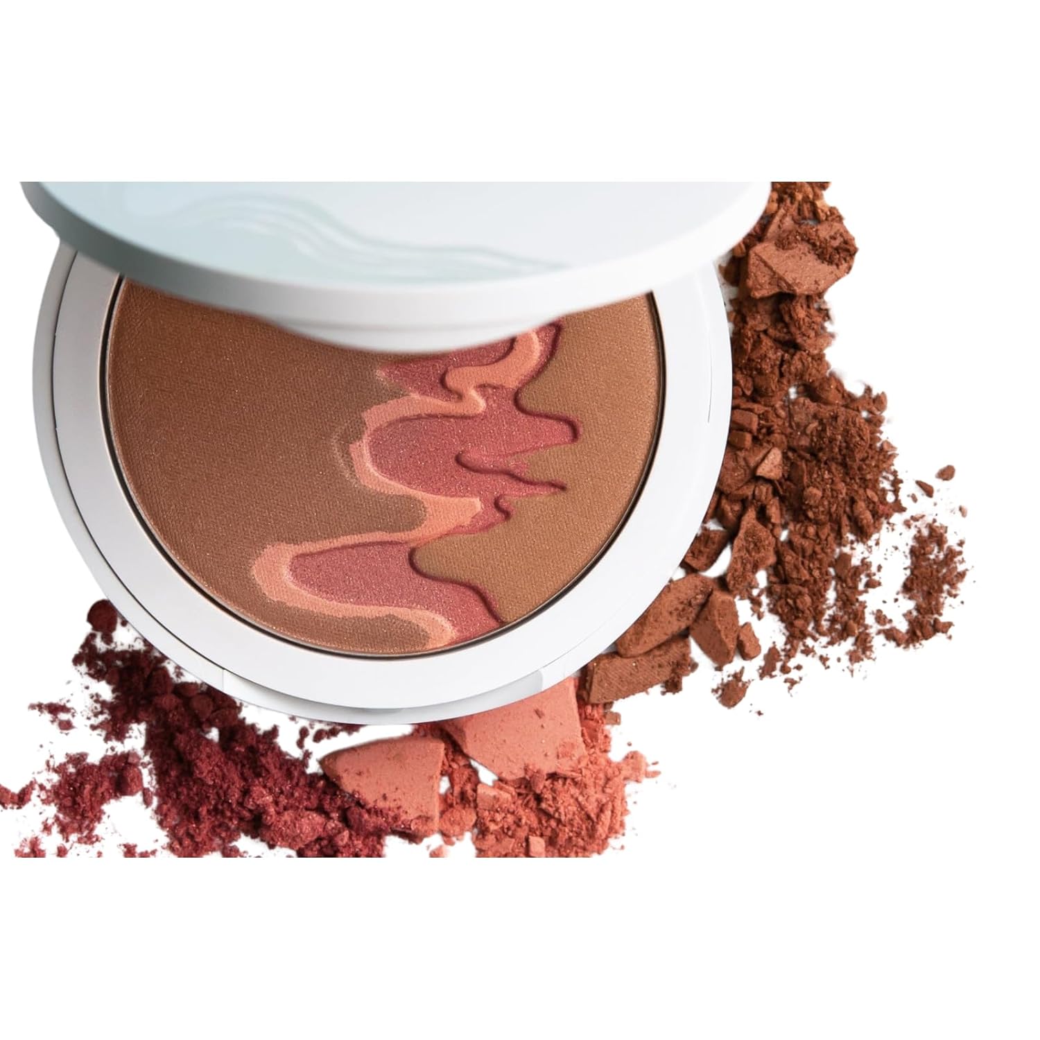 Bronze Facial Setting Powder with Squalene - Moisturizing, Long-Lasting Shimmer Makeup for Sun-Kissed Tan Look | 3 Blendable Shades for Contouring & Foundation | Perfect for Daily Wear & Special Occasions