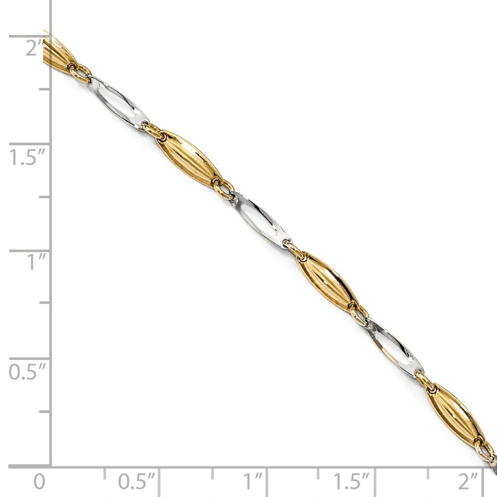 14K Two-Tone Gold Polished Anklet with 1-Inch Extension - Elegant Adjustable Ankle Bracelet for Women | Perfect for Beach, Summer Outfits & Special Occasions