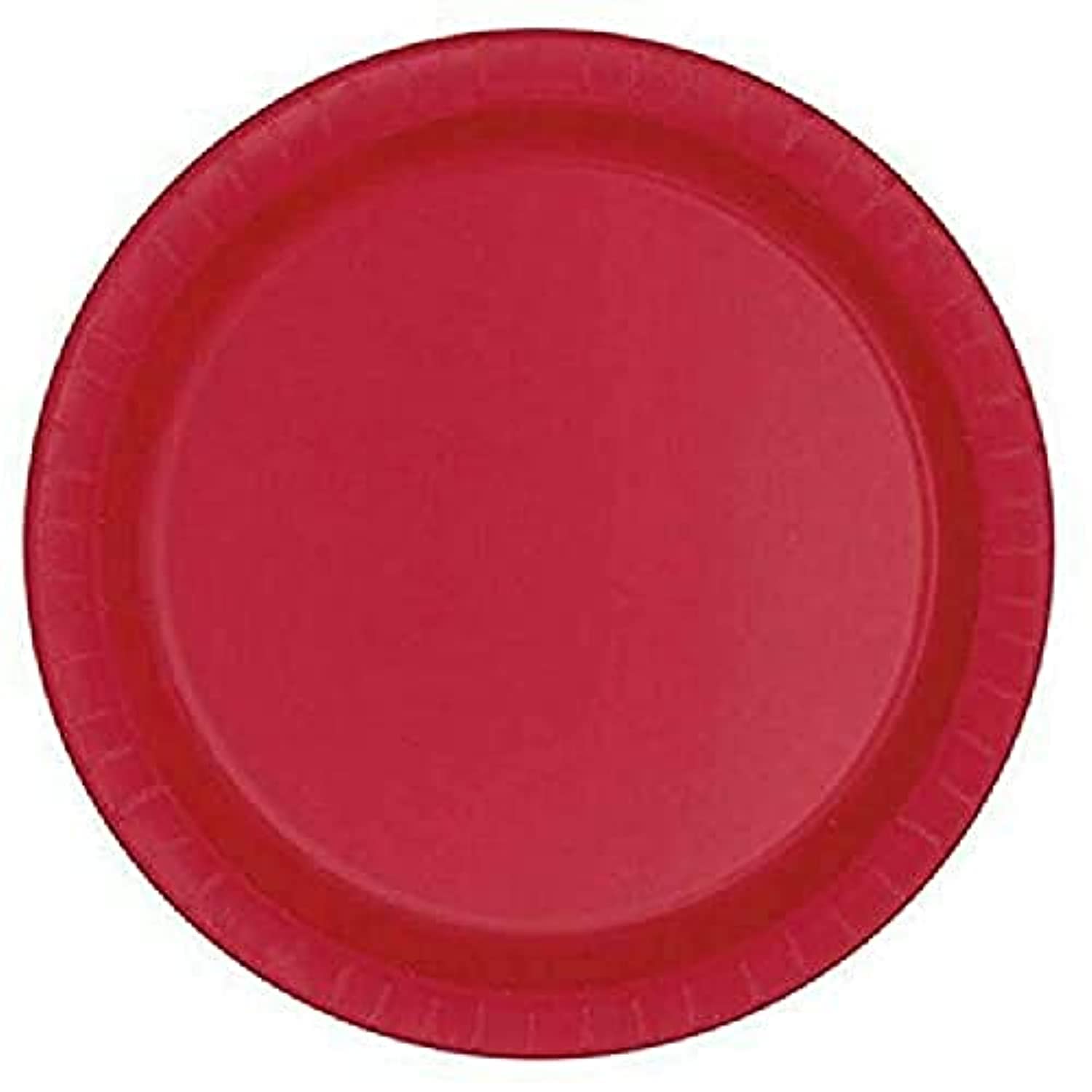 Ruby Red 9 Inch Round Disposable Dinner Plates - Pack of 8 - Premium Heavy Duty Paper Plates for Parties, Birthdays, BBQs & Events - Perfect for Appetizers, Desserts & Main Courses