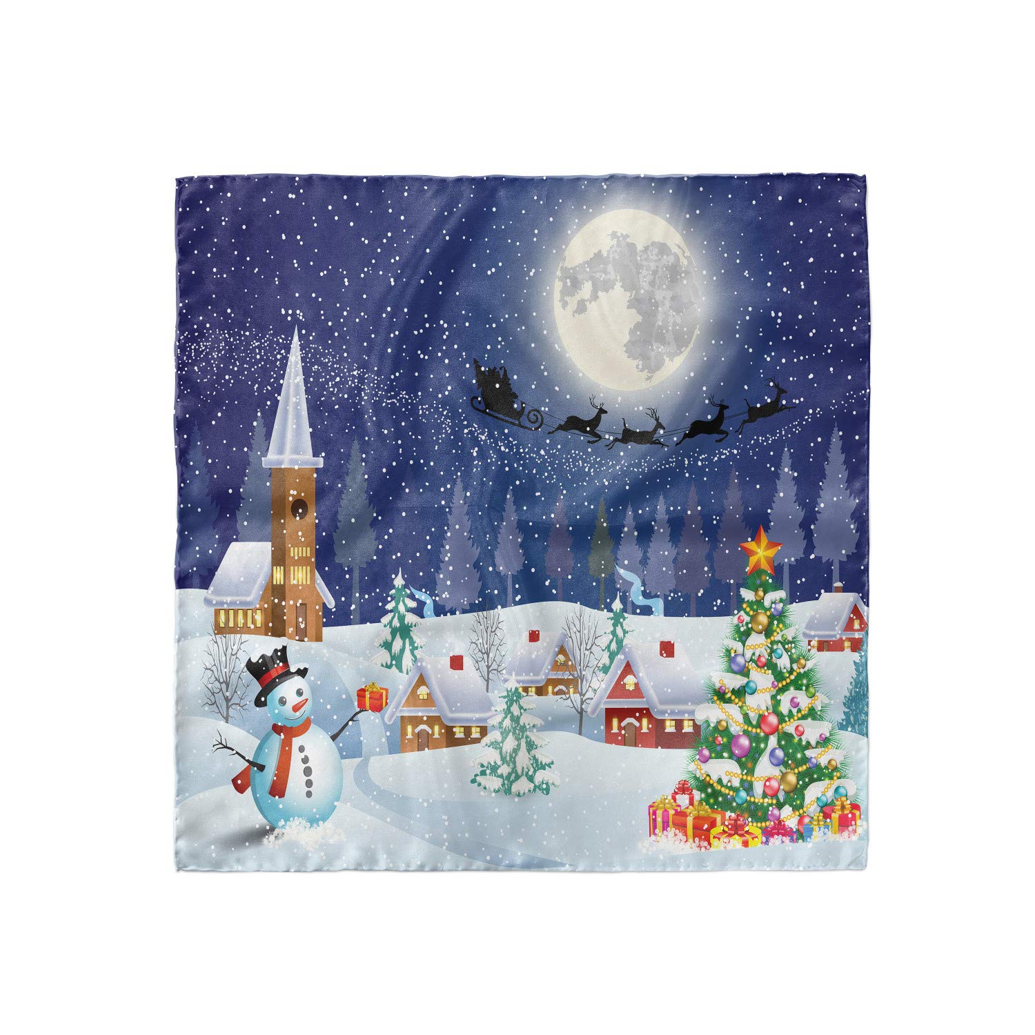 Ambesonne Christmas Hair Scarf - Winter Landscape Print Head Wrap for Women, Holiday Fashion Accessory - Perfect for Christmas Parties, Winter Outfits & Festive Gatherings