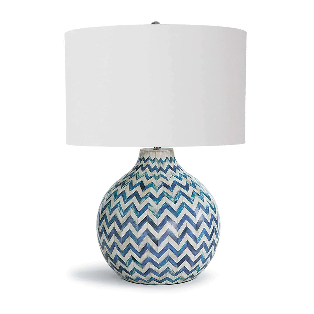 Chevron Bone Table Lamp in Indigo - Modern Nightstand & Bedside Lighting for Bedroom, Living Room, or Office Decor