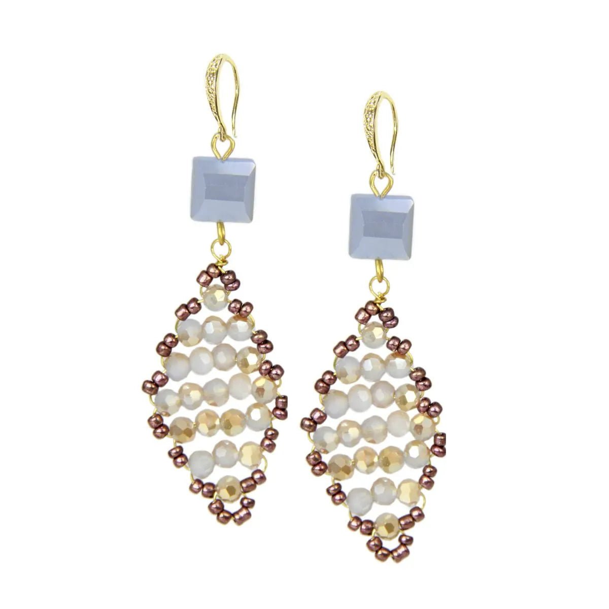 Exquisite Hand-Beaded Diamond Drop Earrings for Women | Elegant Dangle Jewelry for Parties, Weddings & Special Occasions