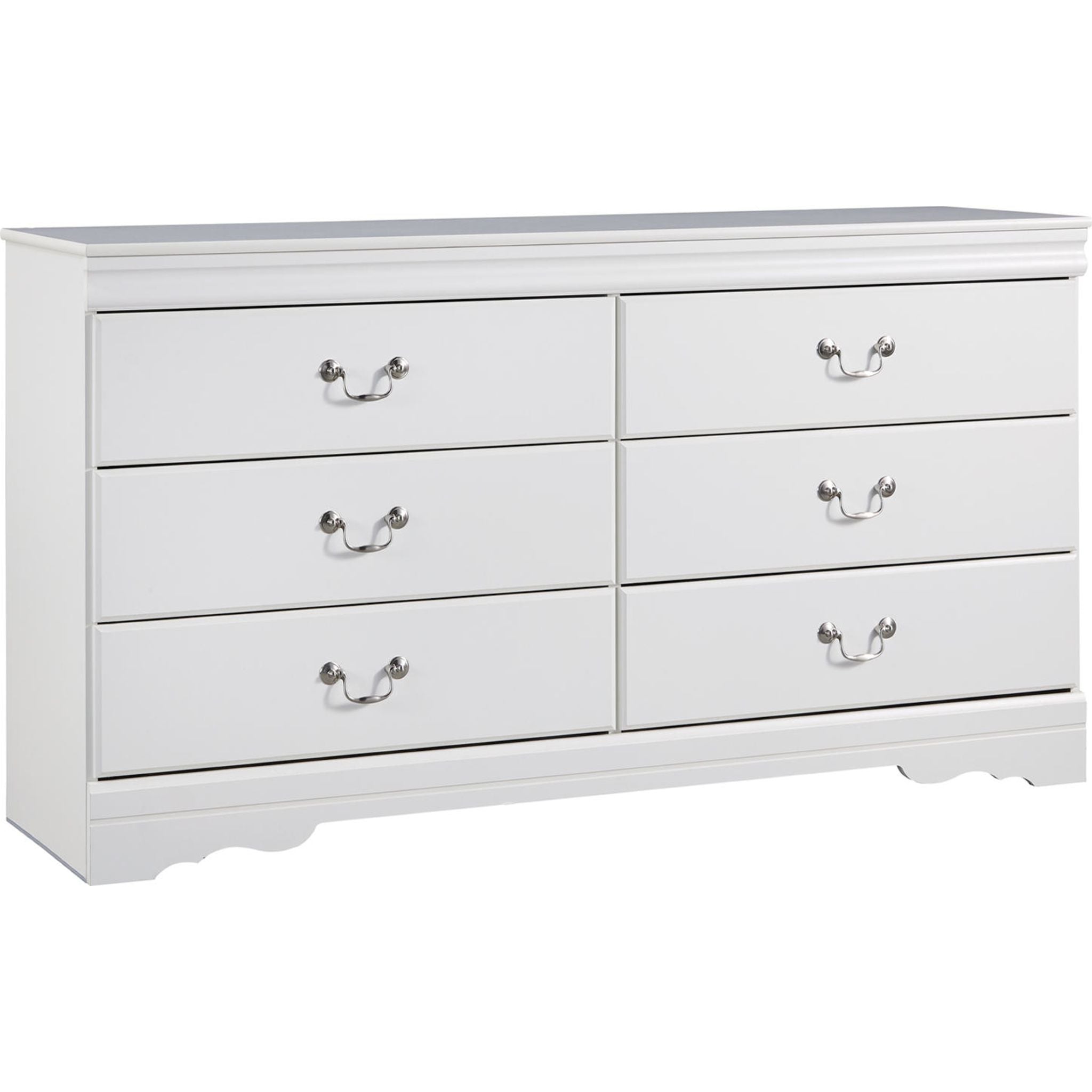 Anarasia White Dresser - Modern 6-Drawer Chest for Bedroom, Living Room & Office Storage | Solid Wood Furniture for Home Organization & Decor