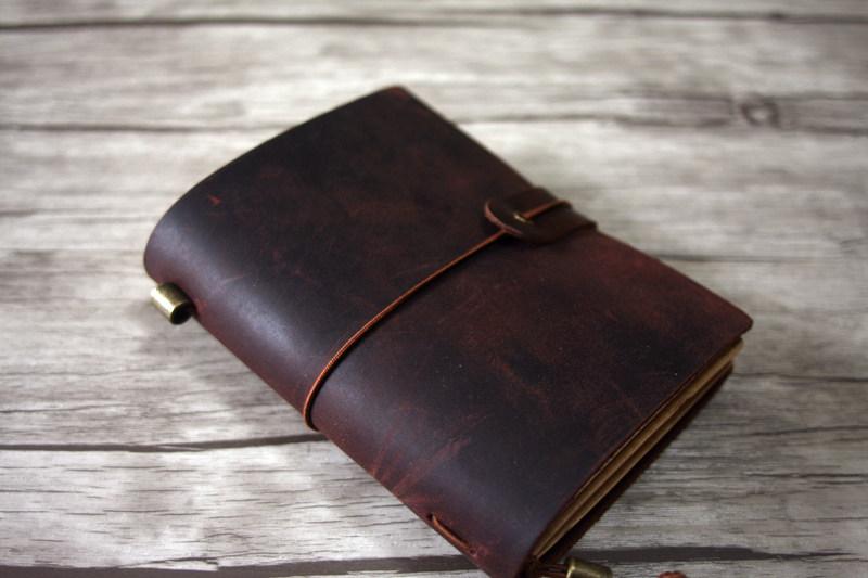 Personalized Rustic Leather Traveler's Notebook - Custom Name Journal for Writing, Sketching & Planning - Perfect for Travel, Work & Daily Use