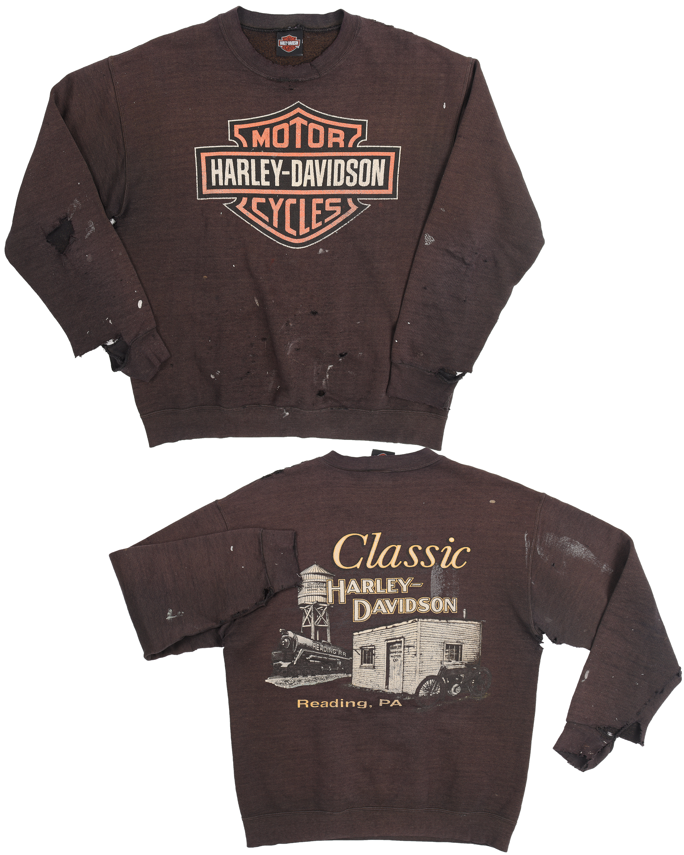 Vintage 1990s Harley Davidson Distressed Crewneck Sweatshirt - Retro Biker Style Unisex Pullover for Motorcycle Enthusiasts & Streetwear Fashion (Perfect for Casual Wear, Road Trips & Biker Events)