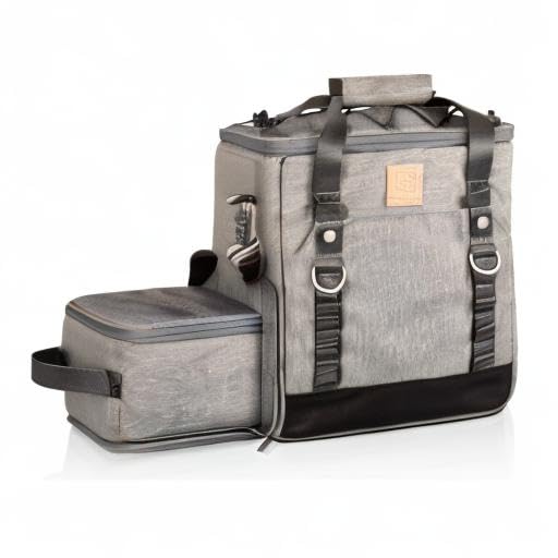 PICNIC TIME PT-Frontier Insulated Picnic Cooler Tote Bag with Picnic Set - Portable Soft Cooler for Beach, Camping & Outdoor Activities (Heathered Gray)