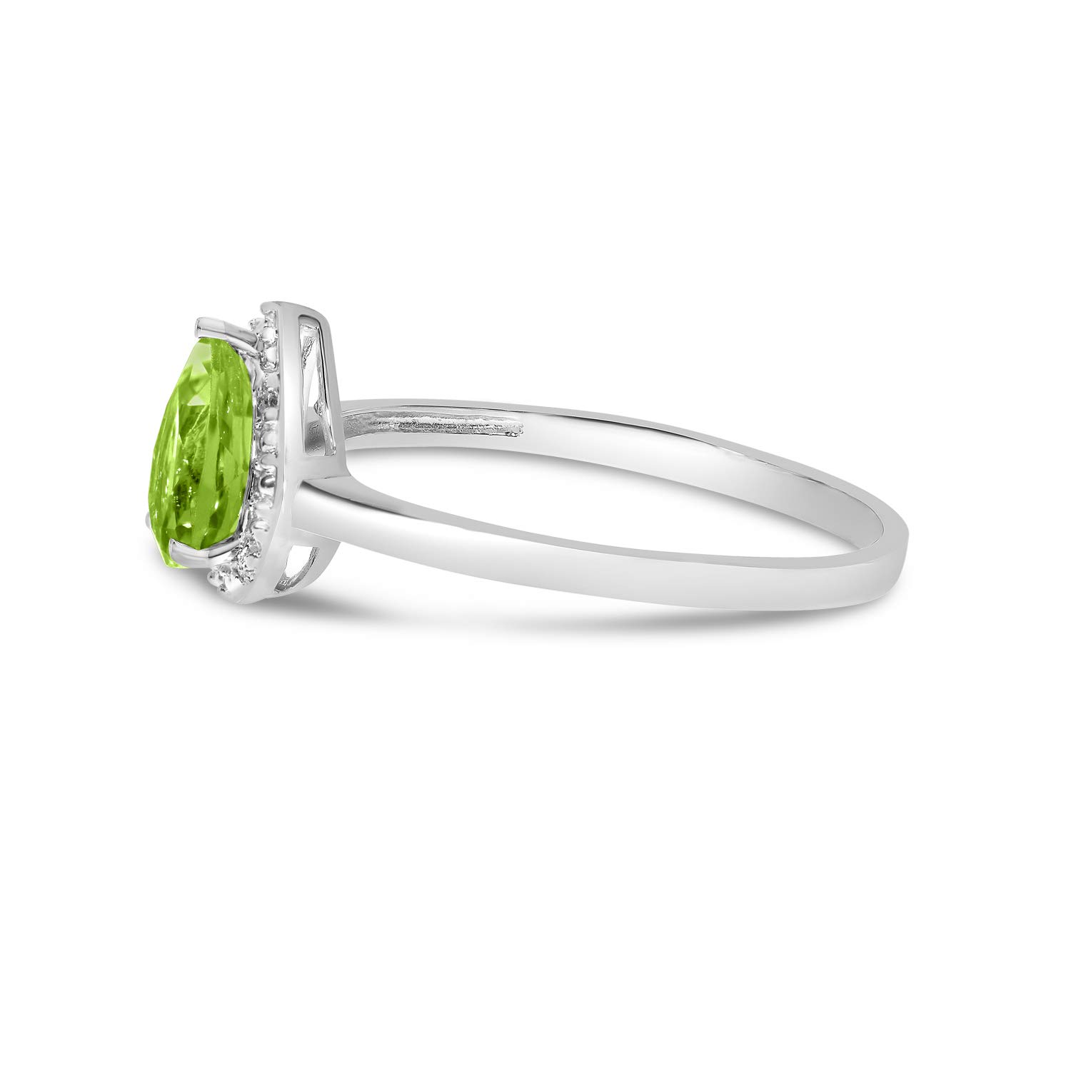 14K White Gold Pear Peridot and Diamond Ring - Elegant Birthstone Jewelry for Women, Perfect for Engagement, Anniversary & Special Occasions