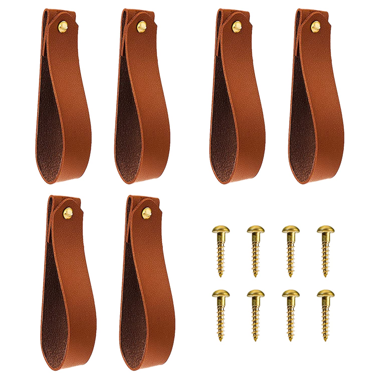 Vin Beauty 6-Piece Leather Wall Hooks - Rustic Brown Wall Mounted Hangers for Towels, Curtains & Decor - Heavy Duty Leather Straps for Bathroom, Kitchen & Bedroom Organization (Perfect for Farmhouse, Boho & Vintage Home Decor)