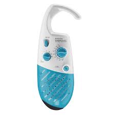 CONAIR SR16C Waterproof Shower Radio with AM/FM, Teal & White - Perfect for Bathroom, Poolside, and Outdoor Use