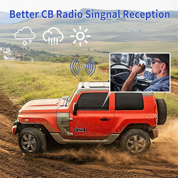 27MHz Heavy Duty Magnetic Mount CB Radio Base Station Antenna Kit - Compatible with Cobra, Midland, Uniden, Maxon, President & Anytone Car/Truck CB Radios - Strong Signal for Long Range Communication - Perfect for Off-Roading, Trucking & Emergency Preparedness