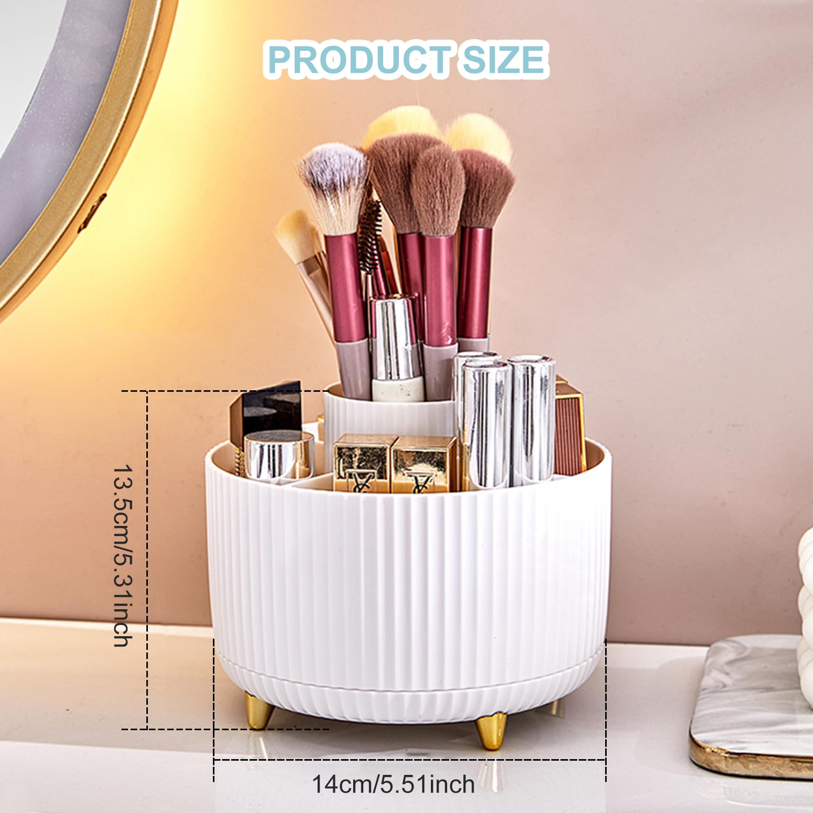360° Rotating 5-Slot Pencil Holder for Desk - White | Office, School & Home Desk Organizer | Perfect for Pens, Markers, Scissors & Art Supplies | Compact Desktop Storage Solution for Stationery & Workspace Organization