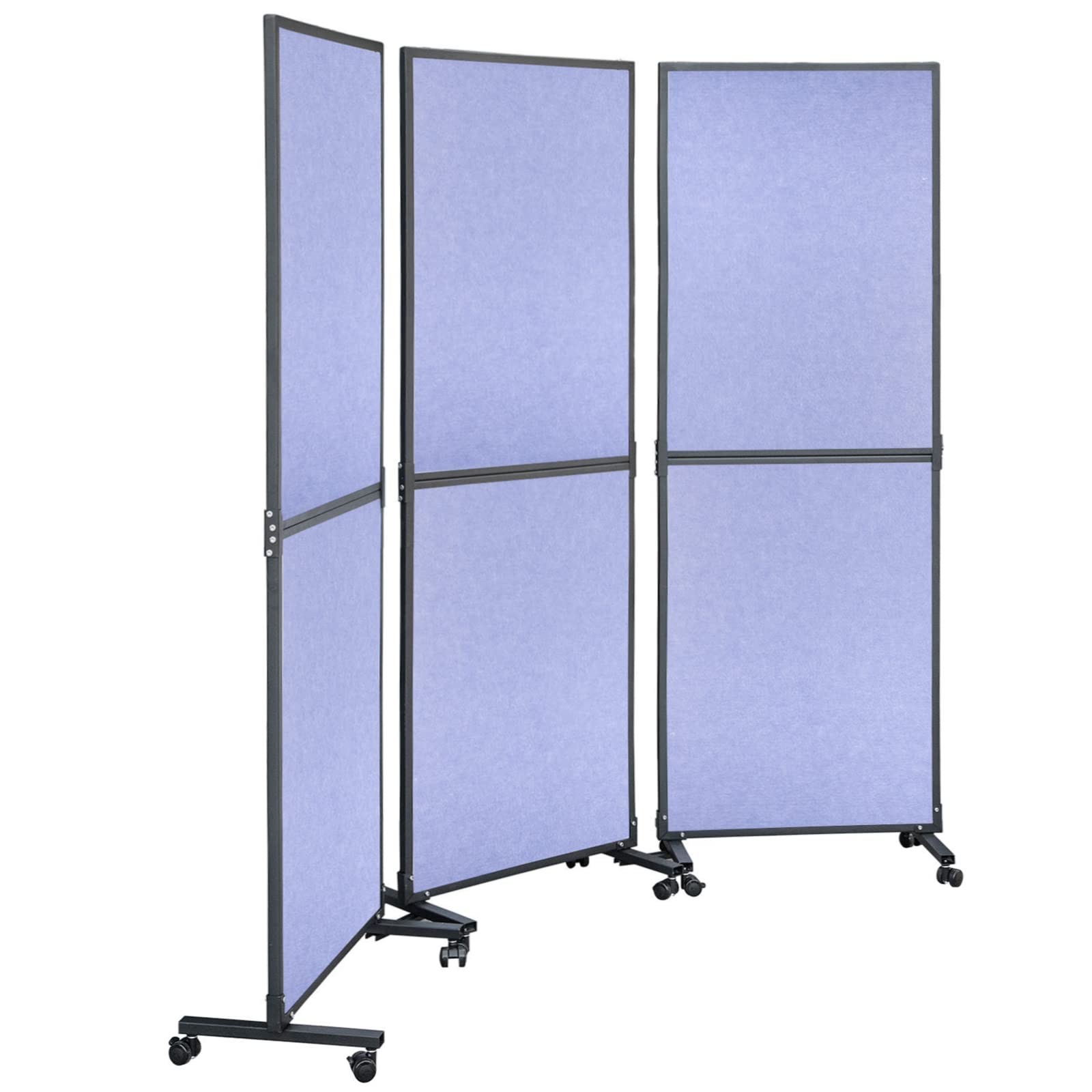 VEVOR 5.5 ft Folding Room Divider Privacy Screen - 3 Panel Portable Partition for Office, Home & School - Steel Blue Acoustic Room Separator | Perfect for Workspace Privacy, Classroom Dividers & Library Study Areas