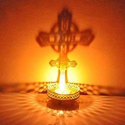 Traditional Cross Tea Light Candle Holder Stand - Religious Home & Office Decor for Christmas, Diwali, Prayer - Set of 2 with Free Tealight Candles - Perfect for Meditation, Spiritual Gifts & Holiday Decorations