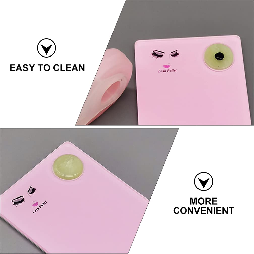 Beaupretty Eyelash Extension Supplies - Pink Eyelash Stand Pallet Holder with Green Jade Decoration, Professional Lash Tray Stand for Eyelash Grafting & False Lashes Application | Perfect for Salon, Spa & Home Use
