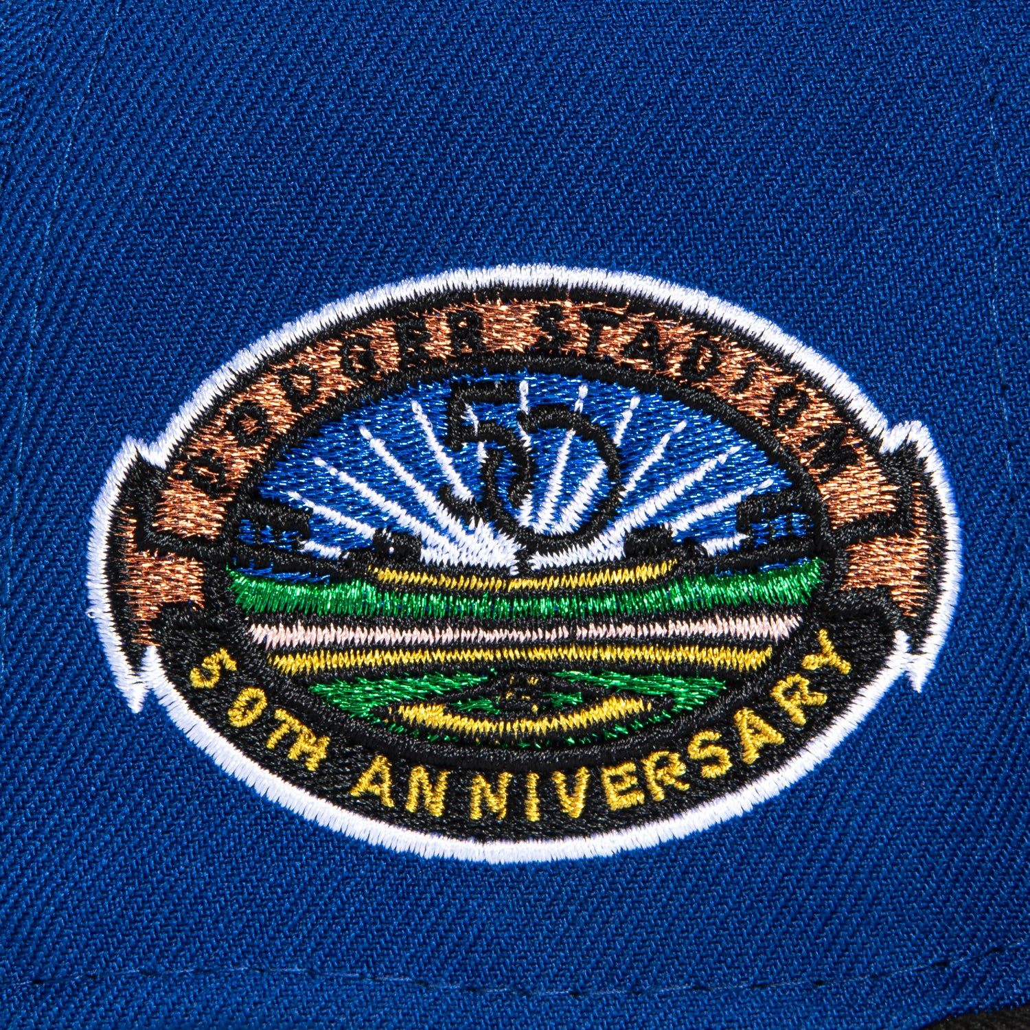 New Era 59Fifty Los Angeles Dodgers 50th Anniversary Snapback Hat with Stadium Patch - Royal, Black, Metallic Silver | Official MLB Baseball Cap for Men & Women | Perfect for Games, Collecting & Streetwear Fashion