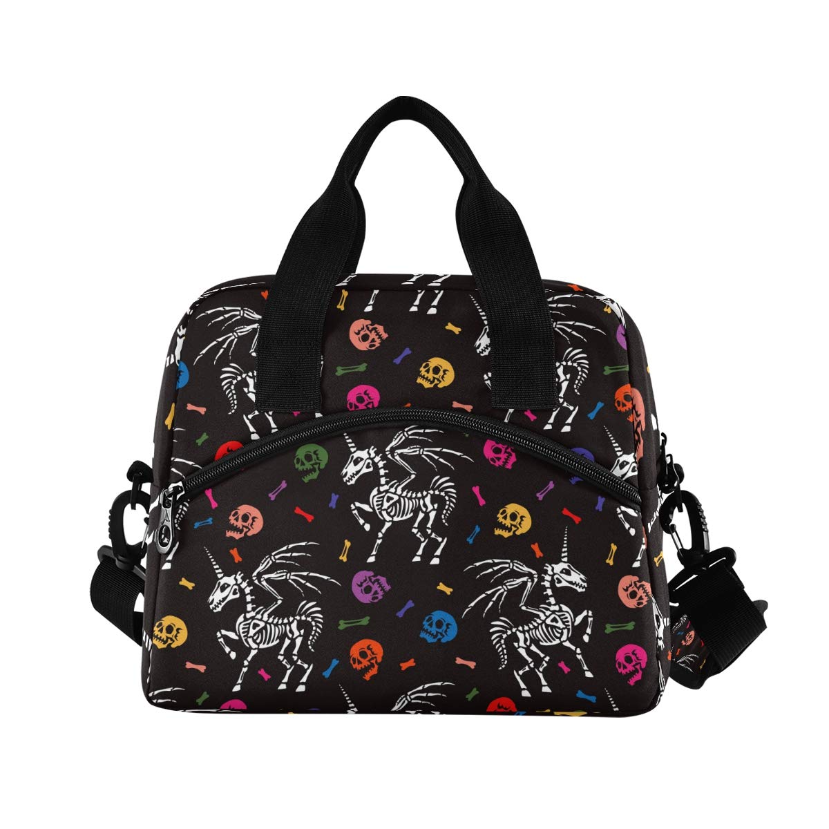 Unicorn Skull Lunch Bag for Women - Gothic Skeleton Insulated Cooler Tote - Durable Leakproof Lunch Box for Office, Work, School & Picnic - Perfect for Halloween, Gothic Style & Everyday Use