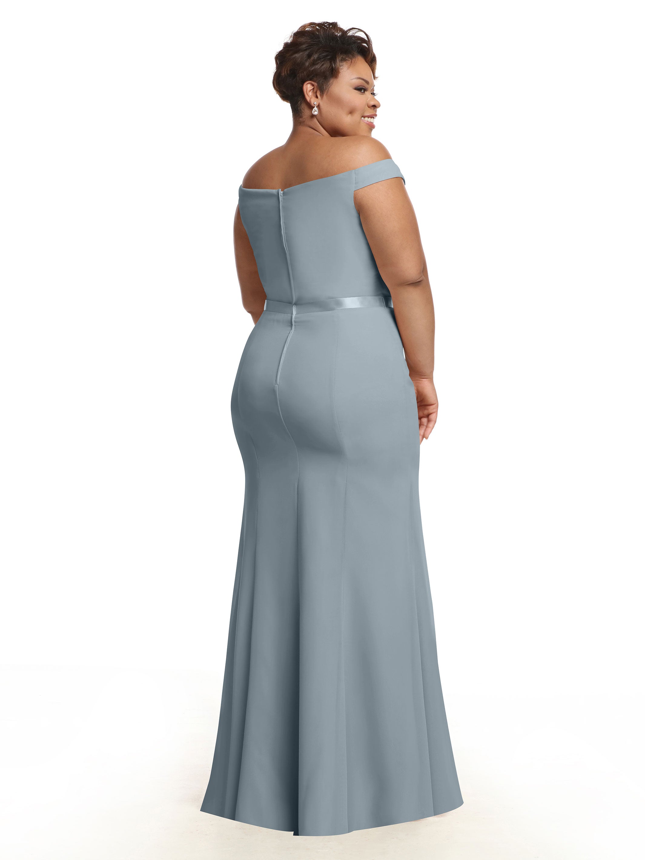 Elegant Off-The-Shoulder Chiffon Bridesmaid Dress with Ribbon Belt - A-Line Fit & Flare Design for Weddings, Parties & Special Occasions