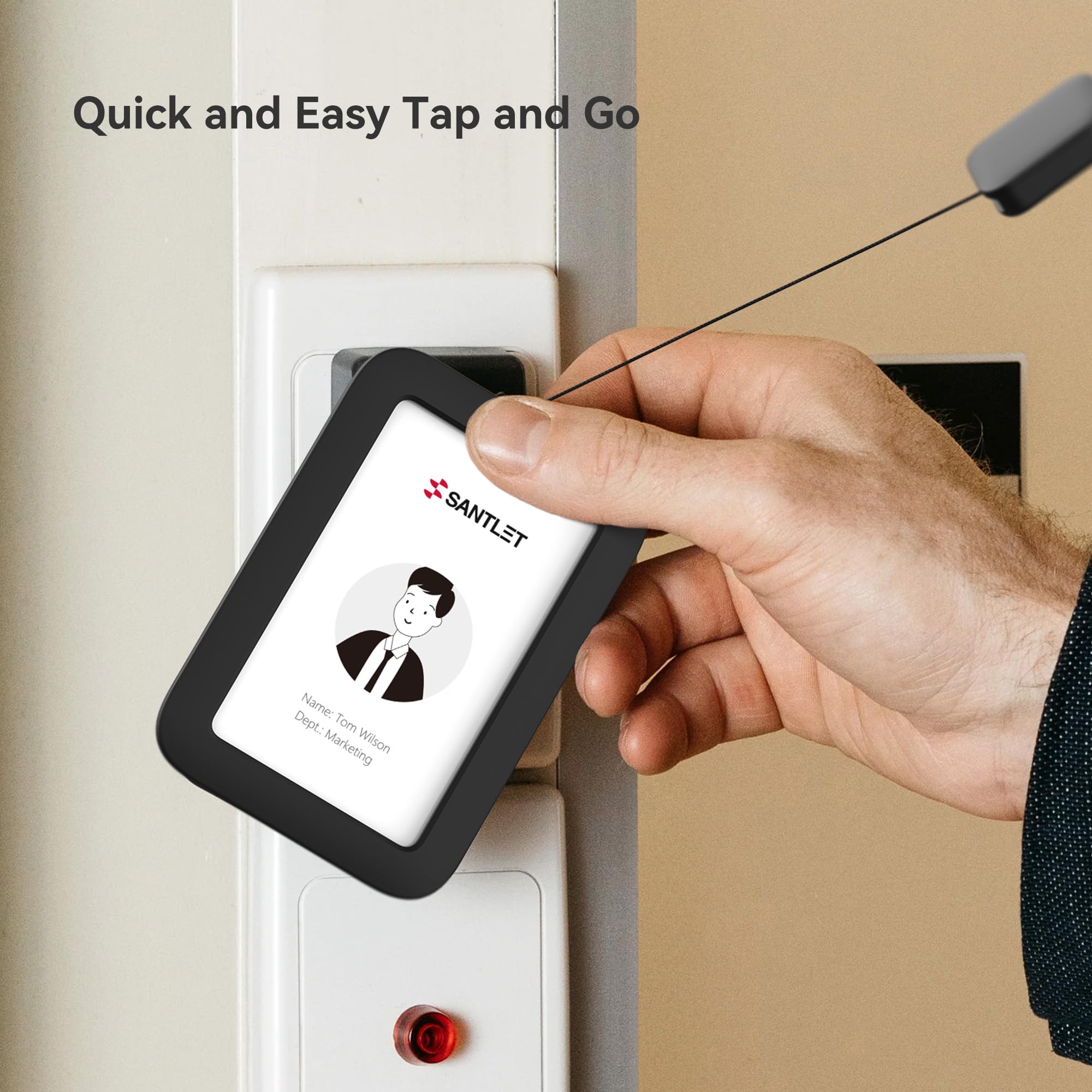 Silicone ID Badge Holder with Retractable Cord & Breakaway Buckle for Office Staff & Teachers