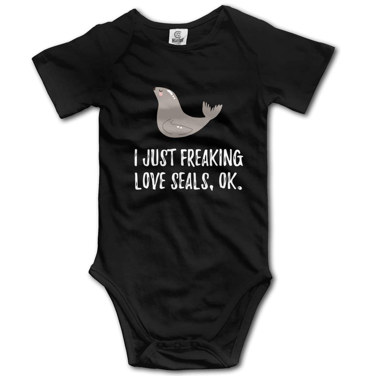 I Just Freaking Love Seals Baby Onesie - Newborn Bodysuit Short Sleeve Playsuit (Black) - Perfect for Playtime, Photo Shoots & Everyday Wear