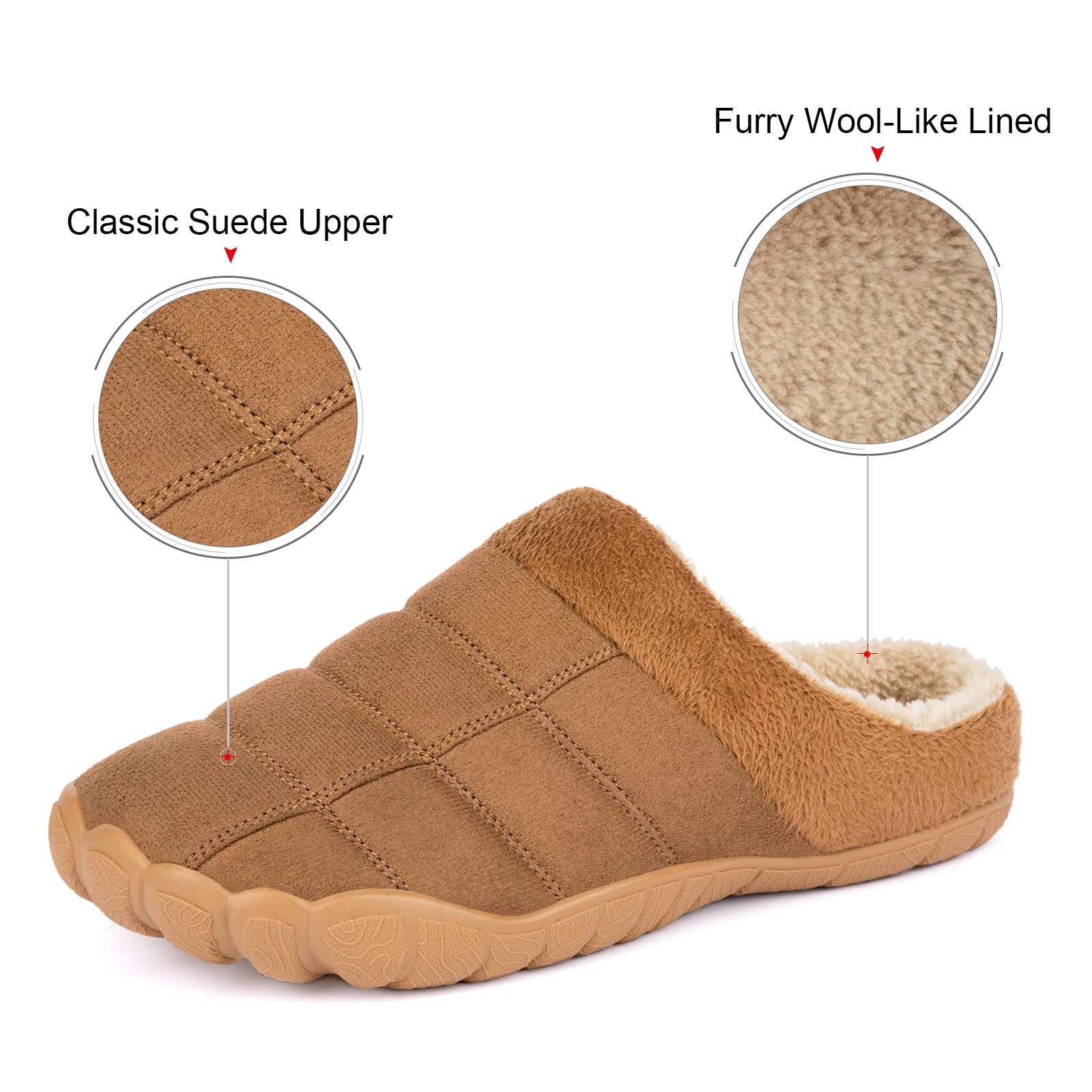 Josaywin Men's Memory Foam Slippers - Soft Plush Fleece Lining Indoor/Outdoor House Shoes for Comfort & Support - Perfect for Home, Garden, and Quick Errands