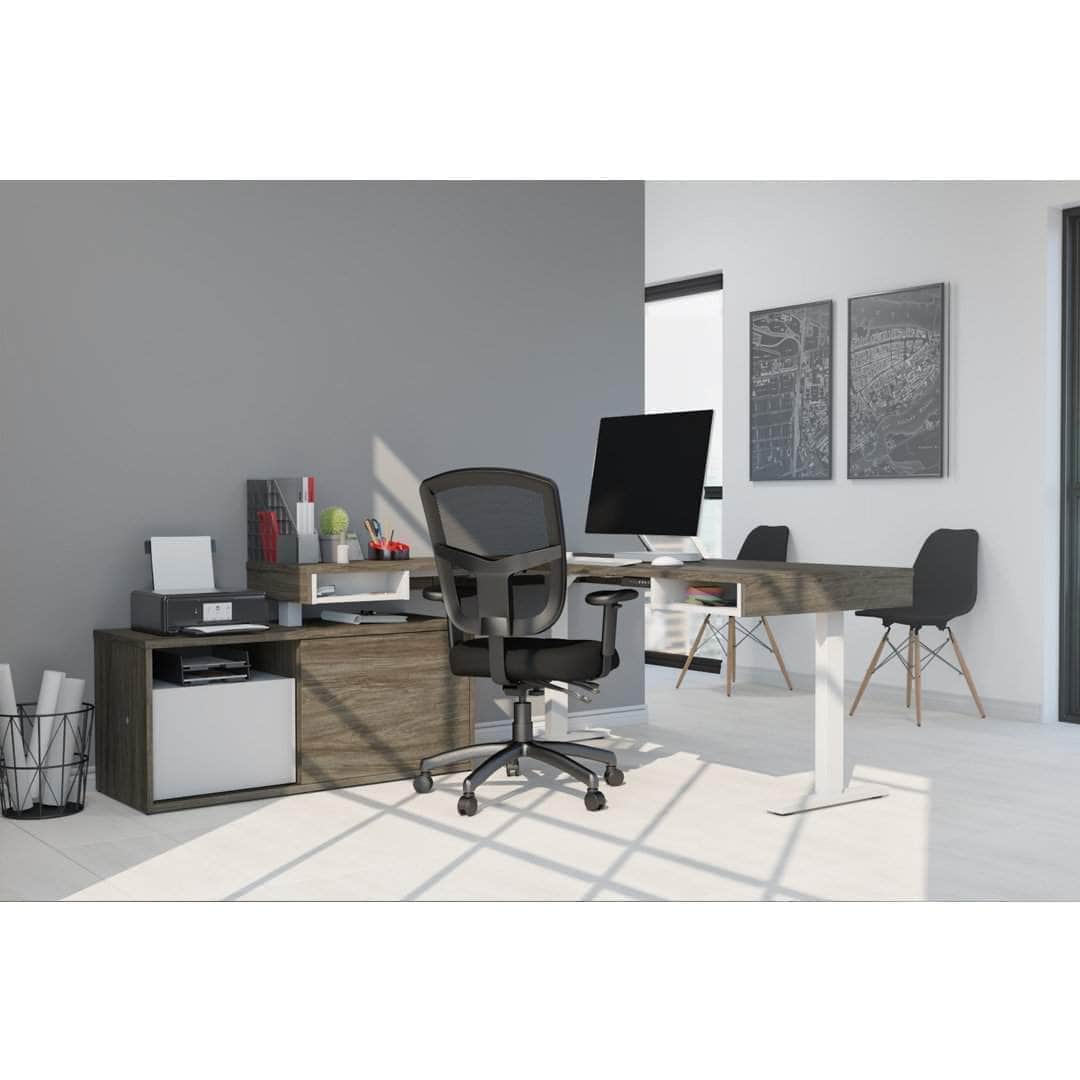 Pro Vega L-Shaped Standing Desk with Credenza - 2 Color Options | Ergonomic Home Office Furniture for Workspace & Productivity