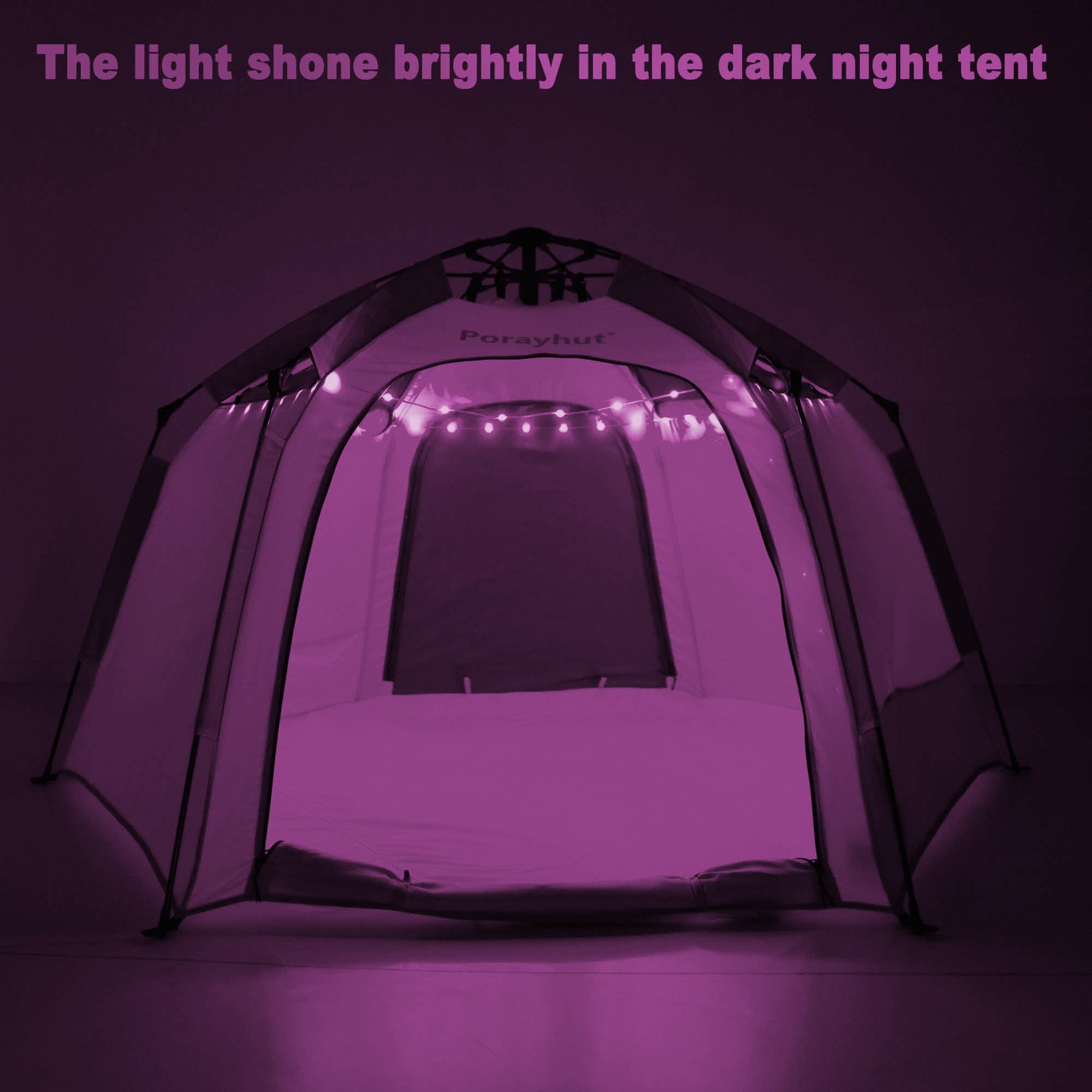 Portable Hexagon Kids Play Tent with LED Strip Lights - Indoor Children's Playhouse, Easy Setup Space Tent for 4-5 Kids | Perfect for Bedroom Play, Birthday Gifts & Dreamy Nighttime Adventures