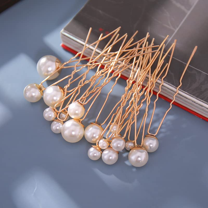 Ashkash 9-Piece U-Shaped Wedding Pearl Hairpins Set - Rhinestone Bridal Hair Accessories for Brides & Bridesmaids | Pearl Bobby Pins & Hair Clips for Women (Single Pearl Design) - Perfect for Weddings, Proms & Formal Events