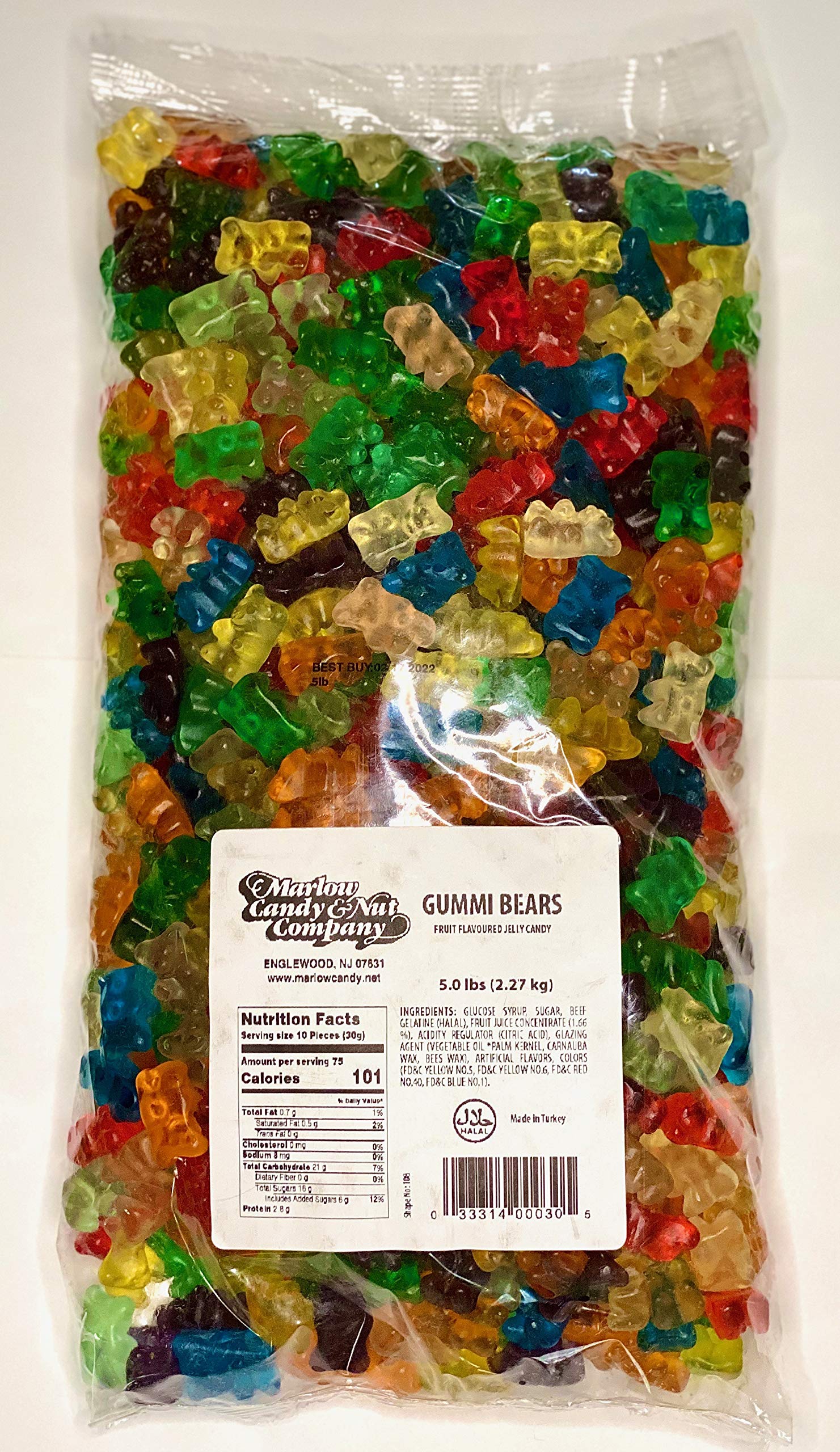 Halal Certified Multi-Color Gummi Bears by Marlow Candy - Soft & Chewy Candy for Parties, Snacking & Gift Baskets