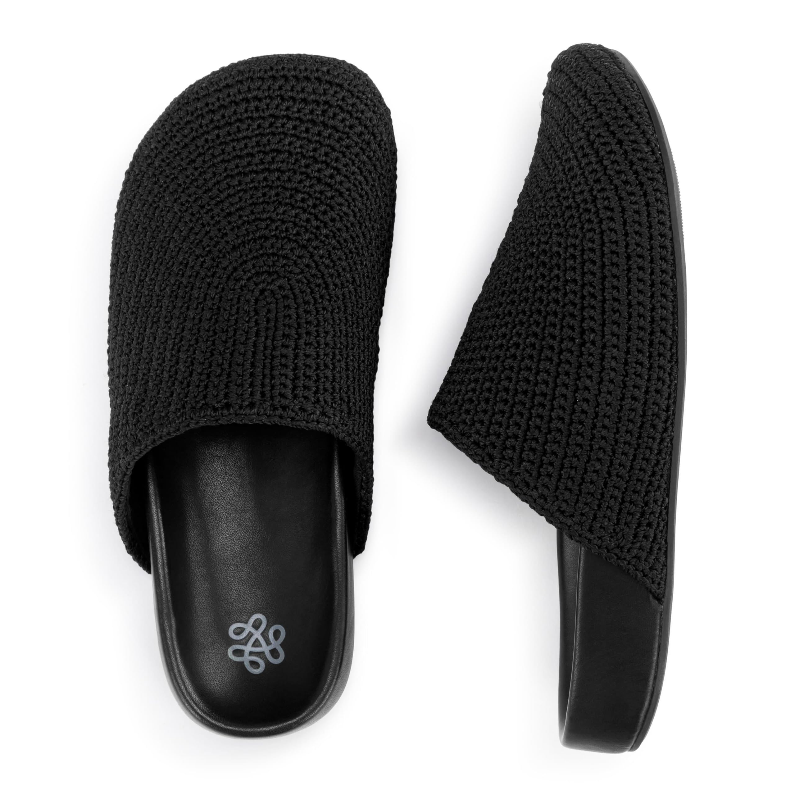 The Sak Bolinas Crochet & Leather Slip-On Clogs for Women - Comfortable Handmade Shoes for Casual Wear, Beach, and Home Use