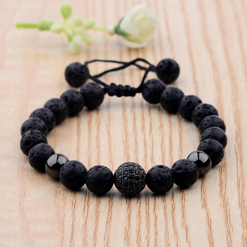 CZ Zircon Pave Lava Stone Beaded Bracelet for Men - Stylish Handmade Beaded Jewelry for Casual Wear & Gifts