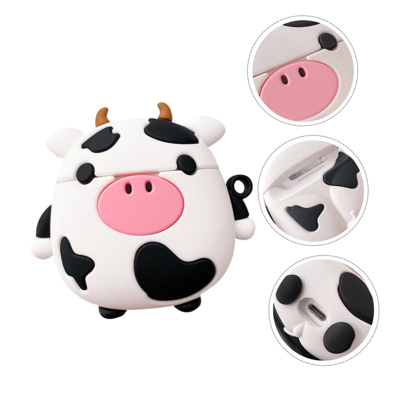 Cow-Shaped Silicone Earbud Case - Cute Cow Design Earphone Cover, Shockproof & Stylish for AirPods, Galaxy Buds - Perfect for Travel, Workout & Daily Use