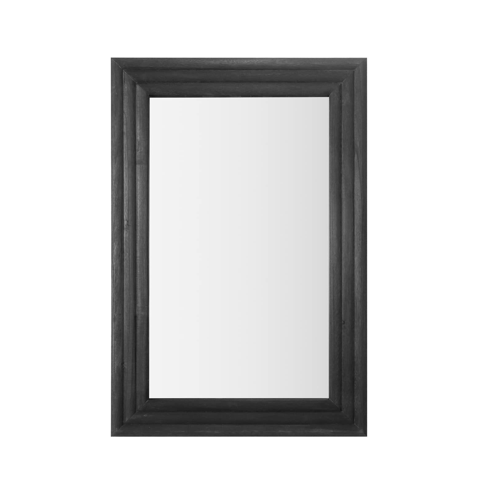 24x36 Inch Rustic Wooden Farmhouse Wall Mirror - Vintage Carved Black Wood Frame for Living Room, Bedroom, Entryway & Bathroom Vanity | Perfect for Farmhouse Decor, Home Staging & Cozy Interior Design