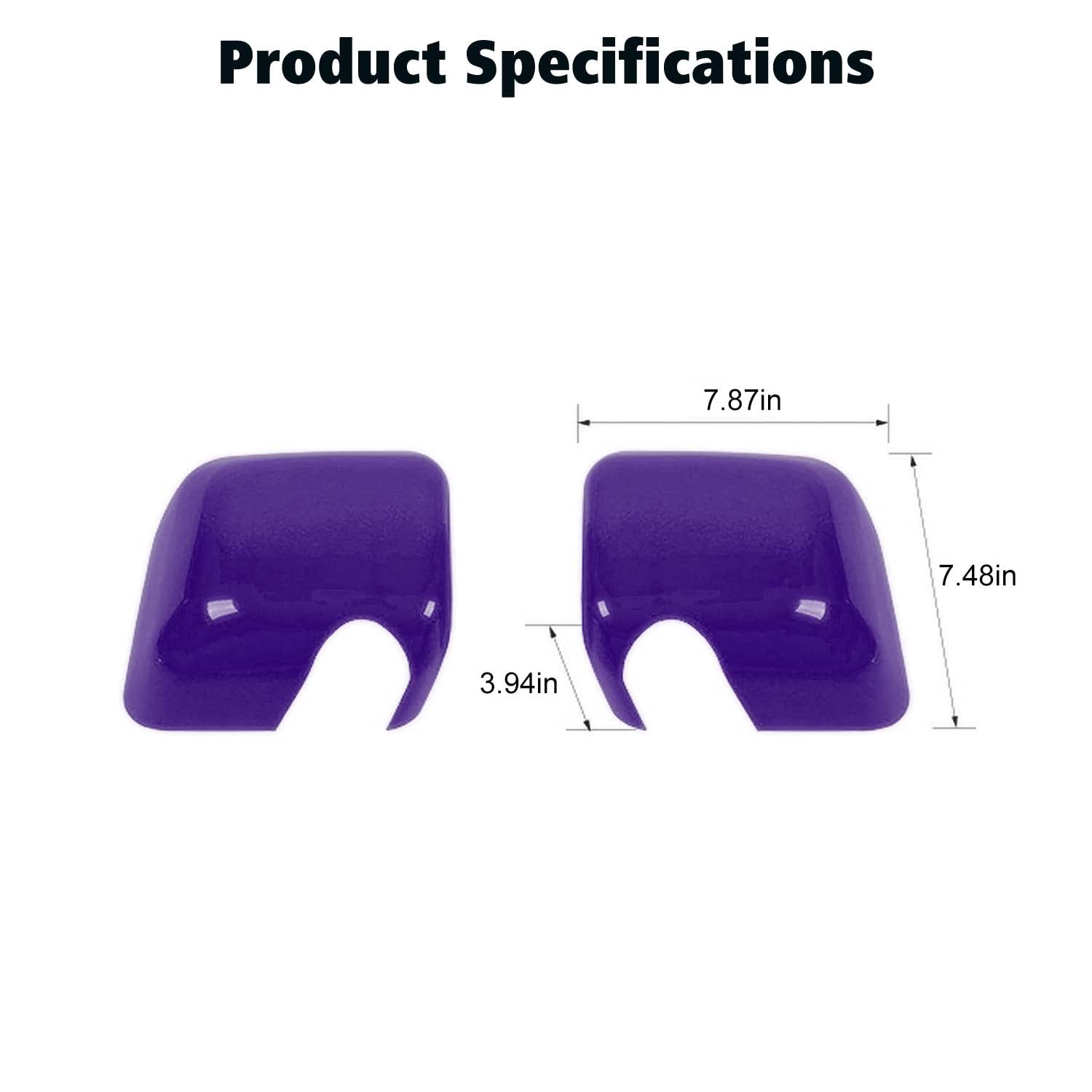 Jeep Wrangler JK JKU Rearview Mirror Cover Trim Shell Kit (2007-2017) - Purple Exterior Decoration Accessories | Enhance Style & Protection for Off-Road Adventures