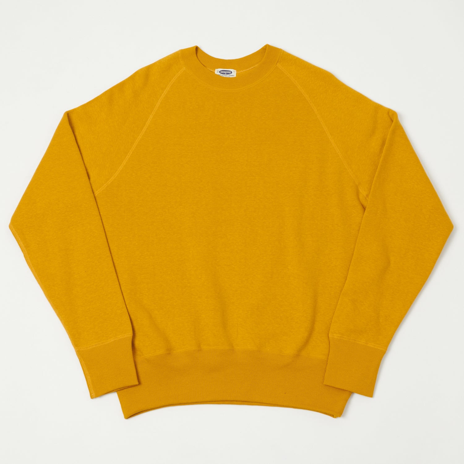 Denime Lot. 261 4 Needle Raglan Sweatshirt - Yellow | Vintage Inspired Unisex Pullover for Casual Wear & Street Style Outfits