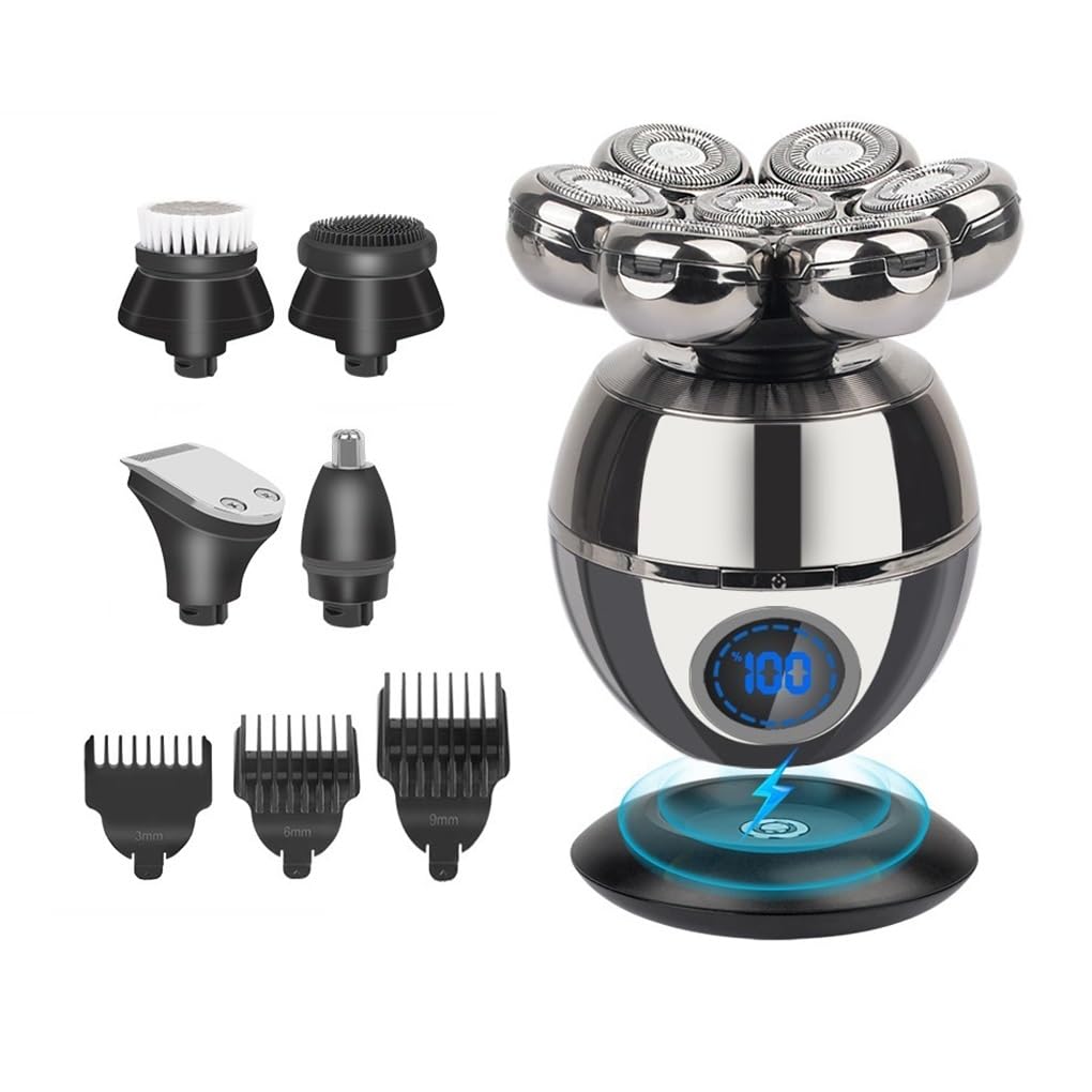 Professional 5-in-1 Electric Head Shaver for Men - Bald Head Shaver, Beard Trimmer & Hair Clipper Kit | Perfect for Smooth Head Shaving, Beard Grooming & Body Trimming at Home or Travel